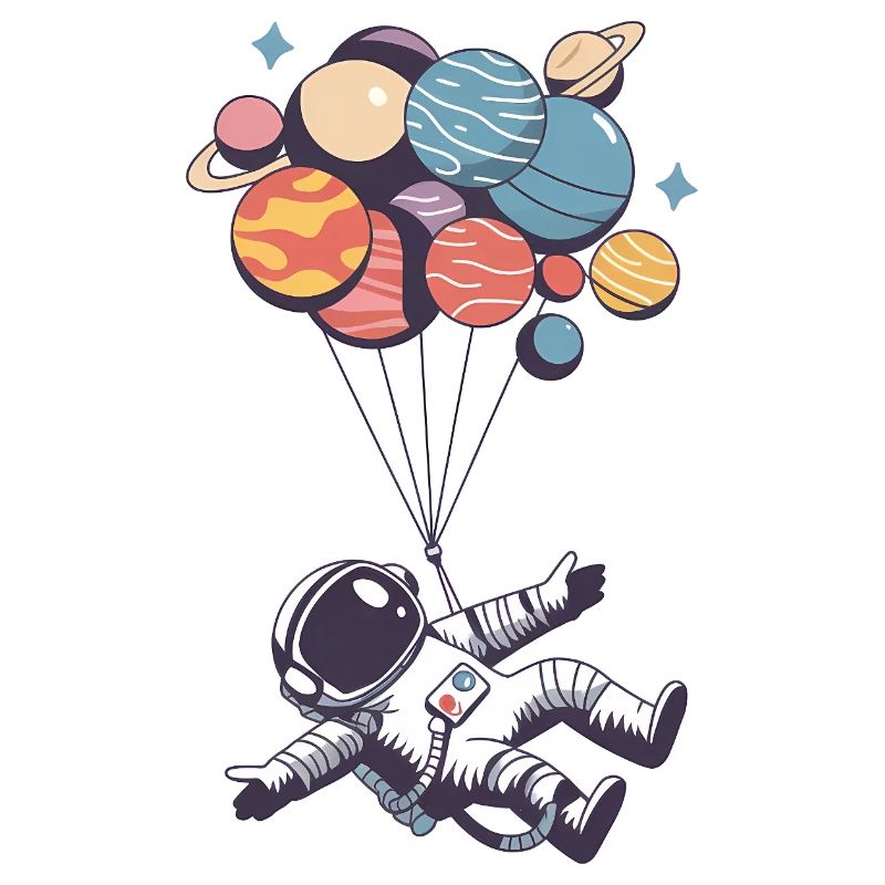 Astronaut Floating With Balloons Funny Space Lover
