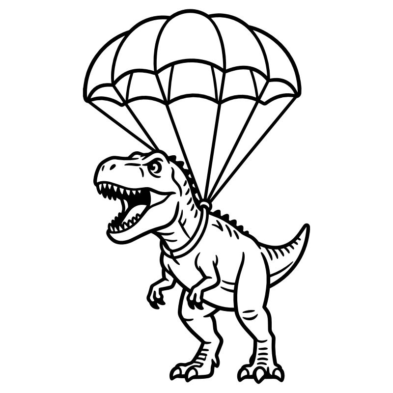 T Rex mit Fallschirm