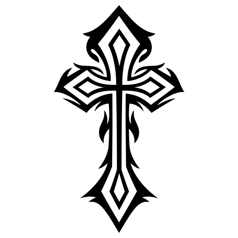 Cross, Crucifix, with thorns, gothic style.