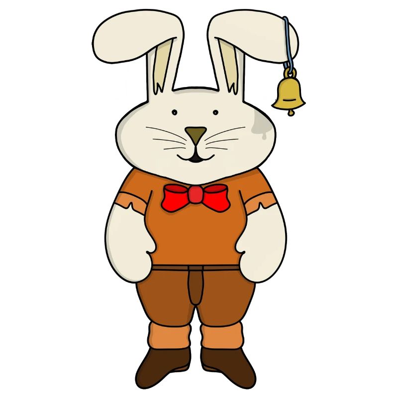 Rabbit with a bell in his ear
