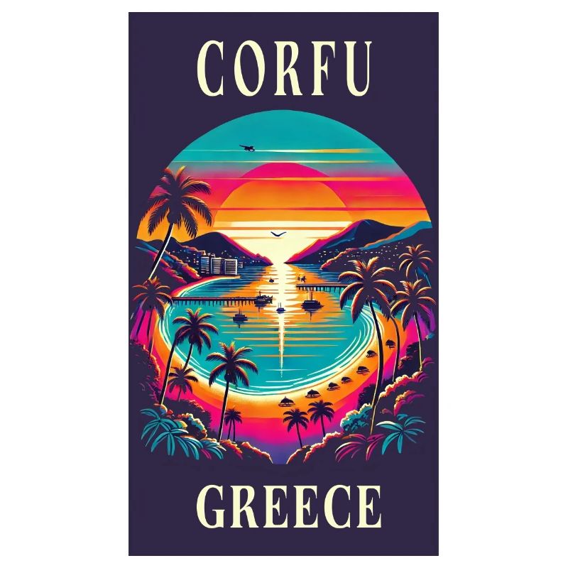 Design de coucher de soleil à Corfou en Grèce
