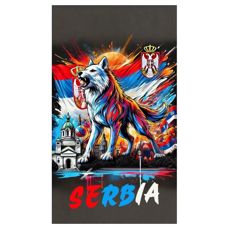 Conception du drapeau national du loup de Serbie