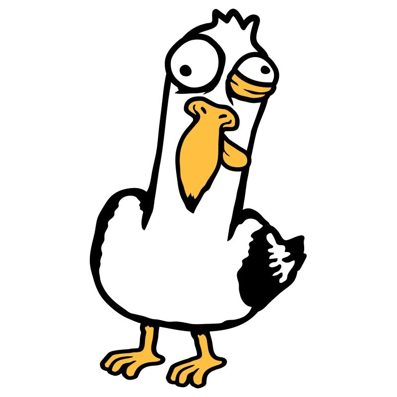 Crazy Seagull Squinting Grimace Insane Bird