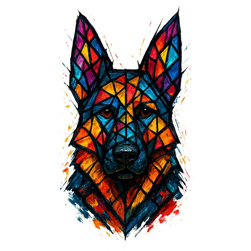 Deutscher Schäferhund Buntglaskunst