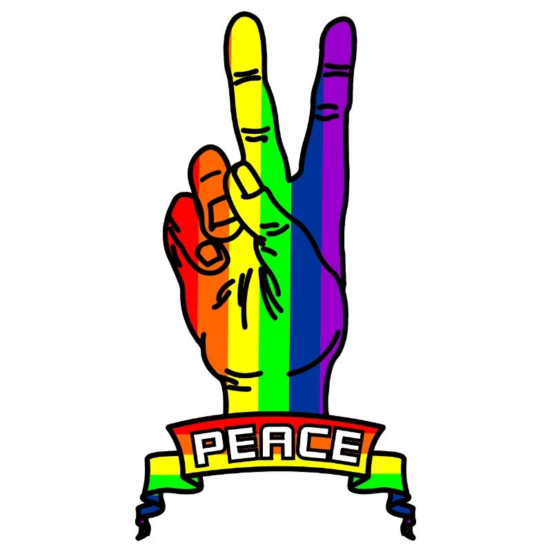 Regenbogen Friedenslogo Hand mit Friedenszeichen