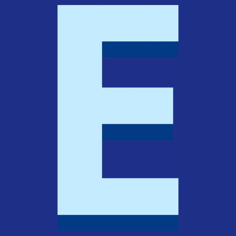 Pop und moderner blauer Buchstabe e