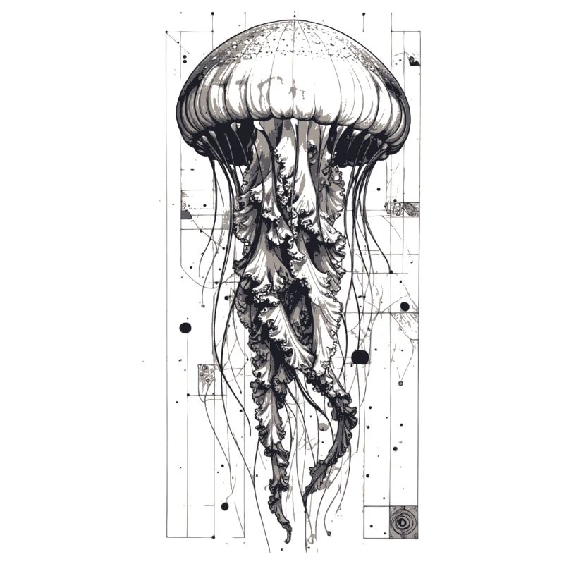 Black and White Technok Jellyfish