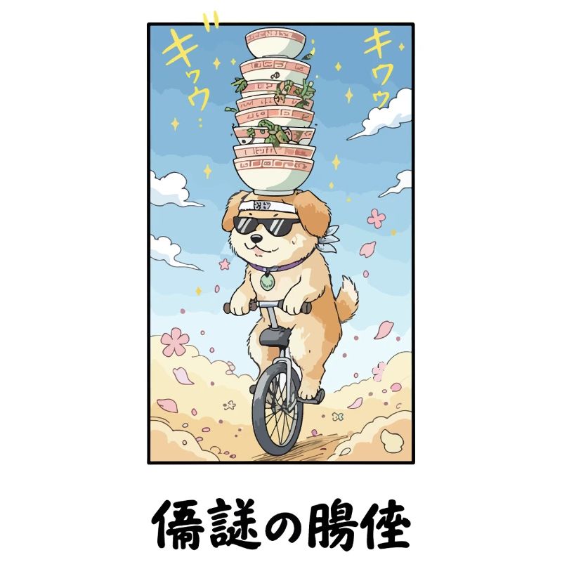 Noodle Stack Pup auf Einrad