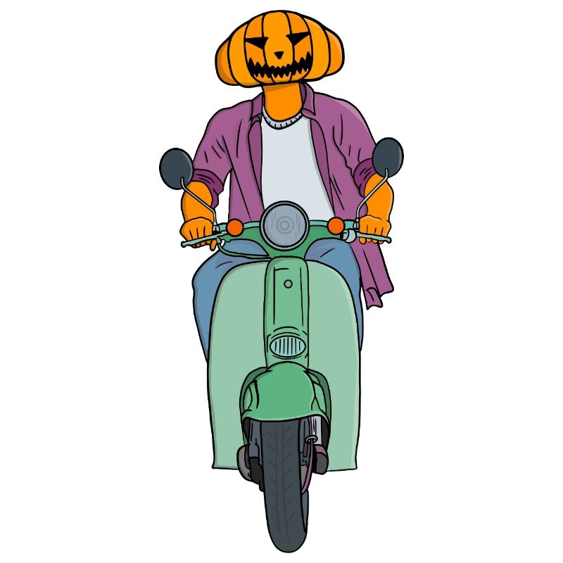 Kürbisfahrer auf Mint Scooter