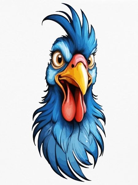 A blue-feathered rooster