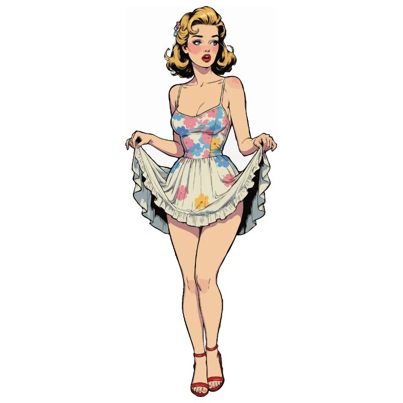 Pin-up-Mädchen im Sommerkleid