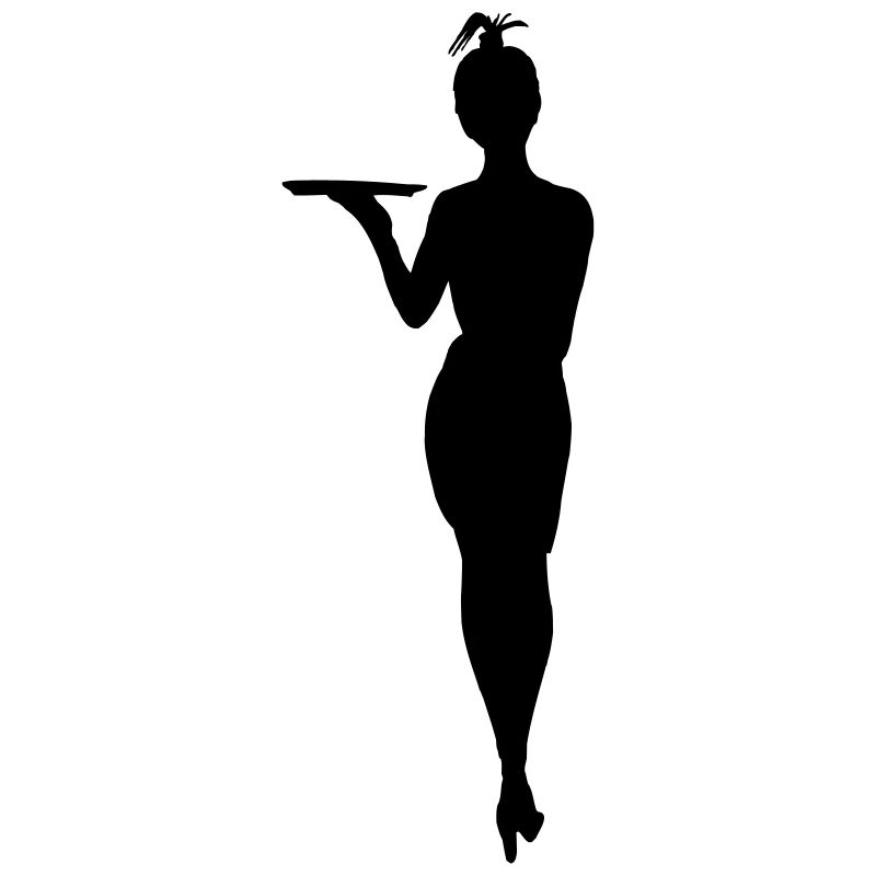 Challenging waitress with tray shadow figure