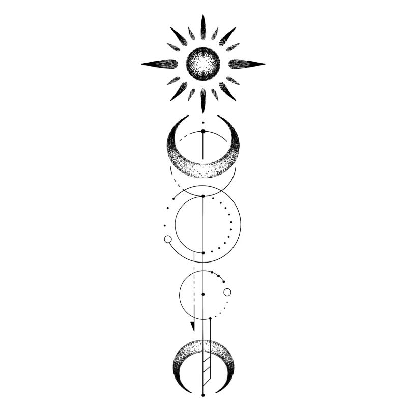 Geometric pattern moon sun