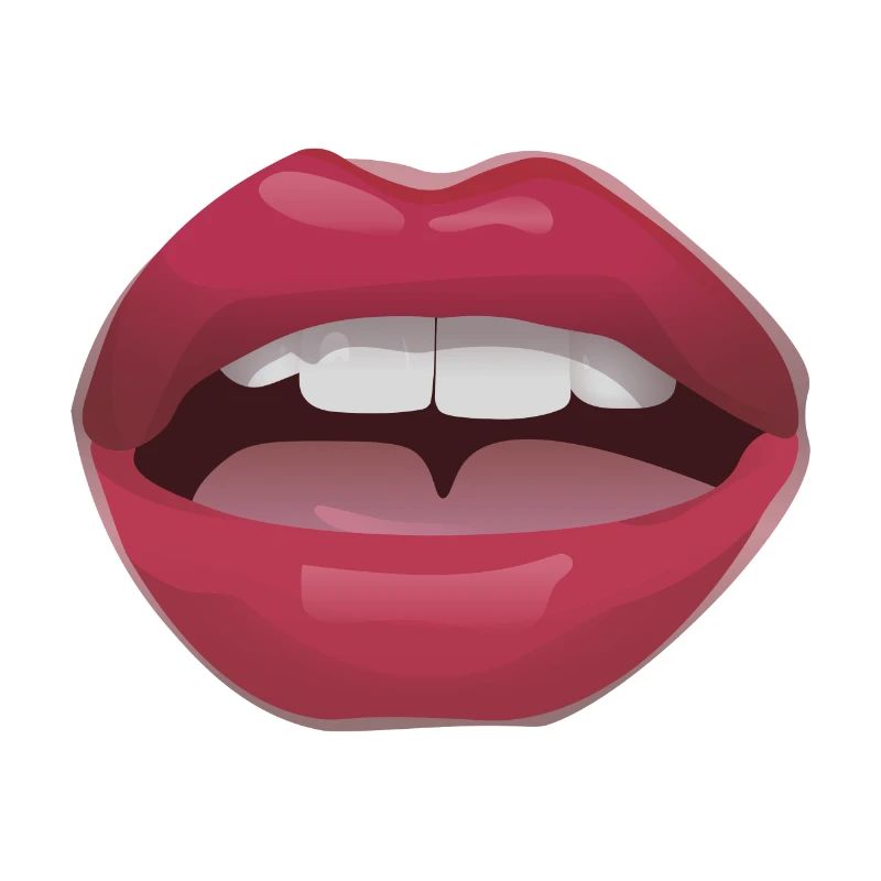 Red lips with teeth