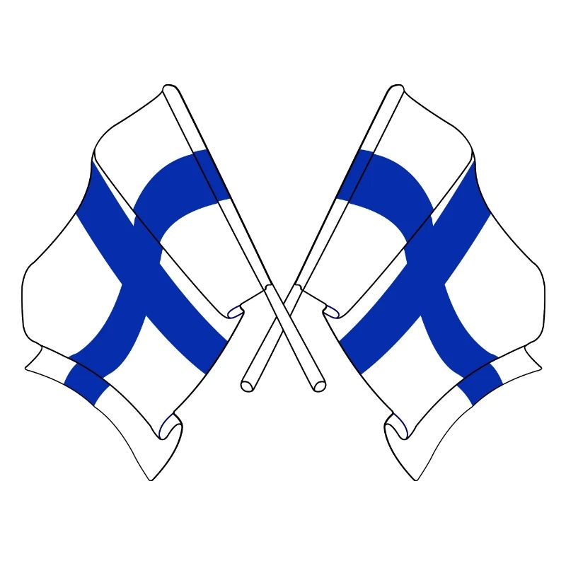 Deux drapeaux de la Finlande croisés