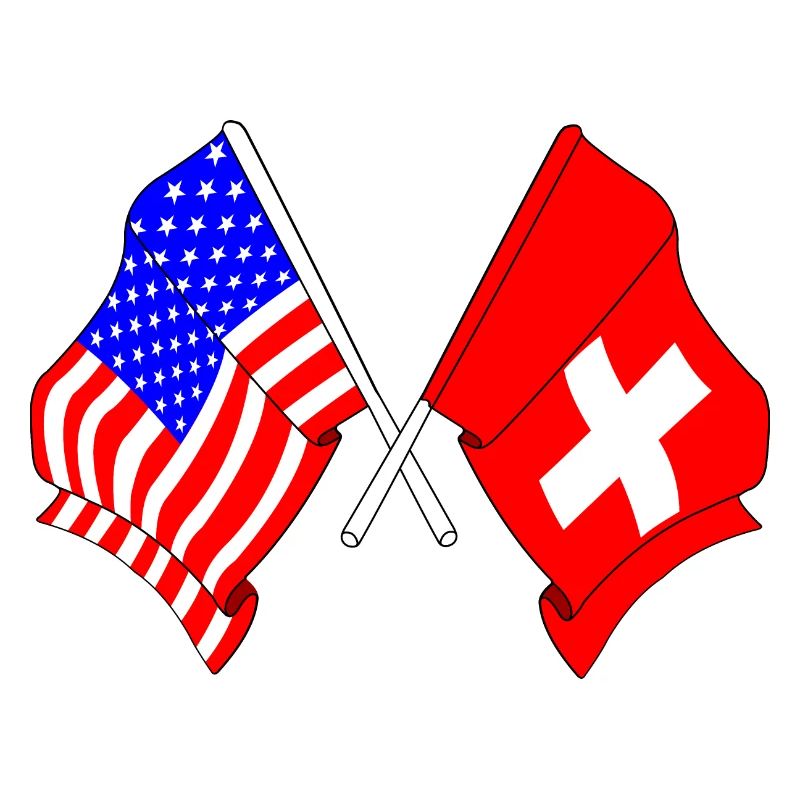 Drapeau des États-Unis et drapeau de la Suisse