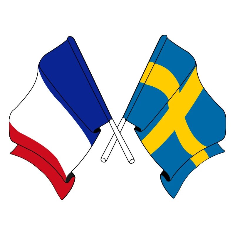 Drapeau de la France et drapeau de la Suède