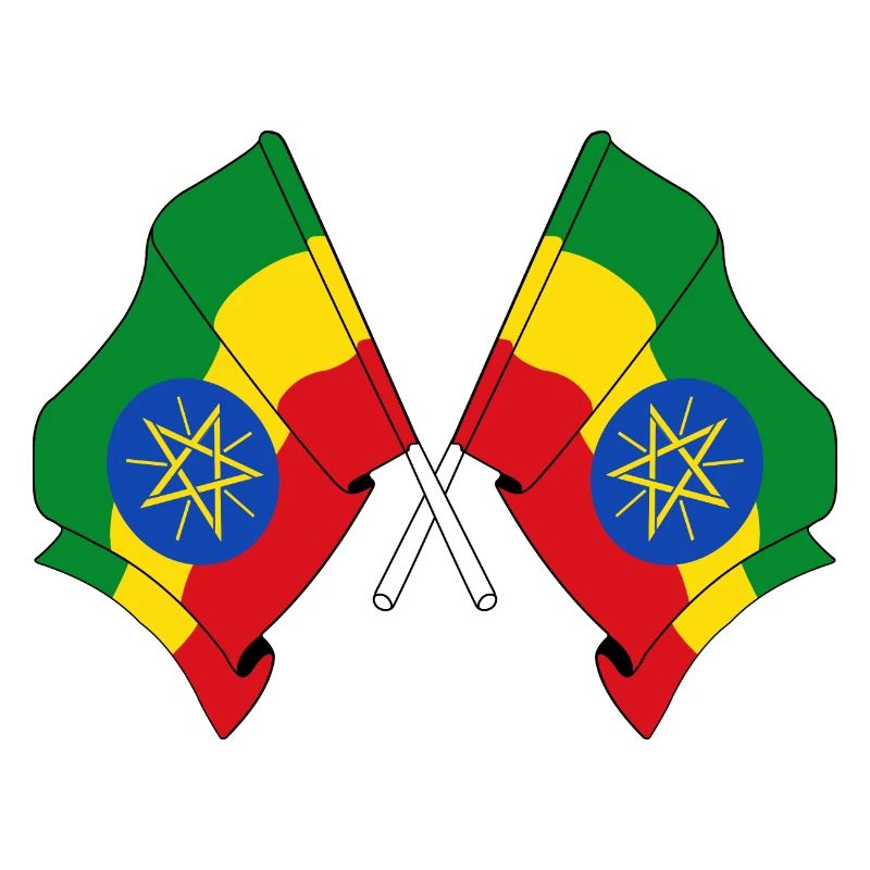 Deux drapeaux croisés de l’Ethiopie