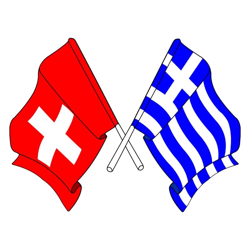 Drapeau de la Suisse et drapeau de la Grèce