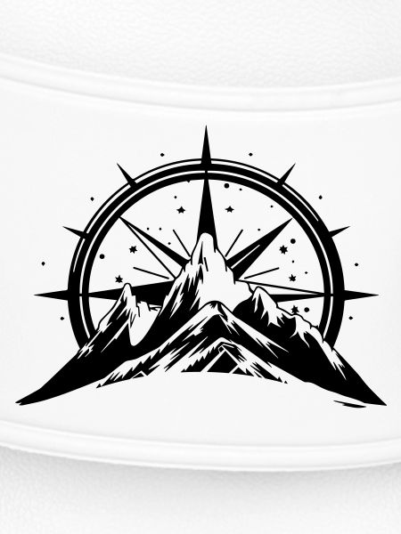 Compass With Mountain Silhouette
