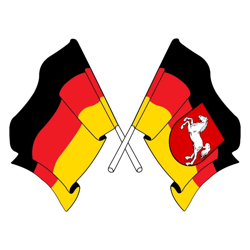 Drapeau de l’Allemagne et drapeau de la Basse-Saxe croisés