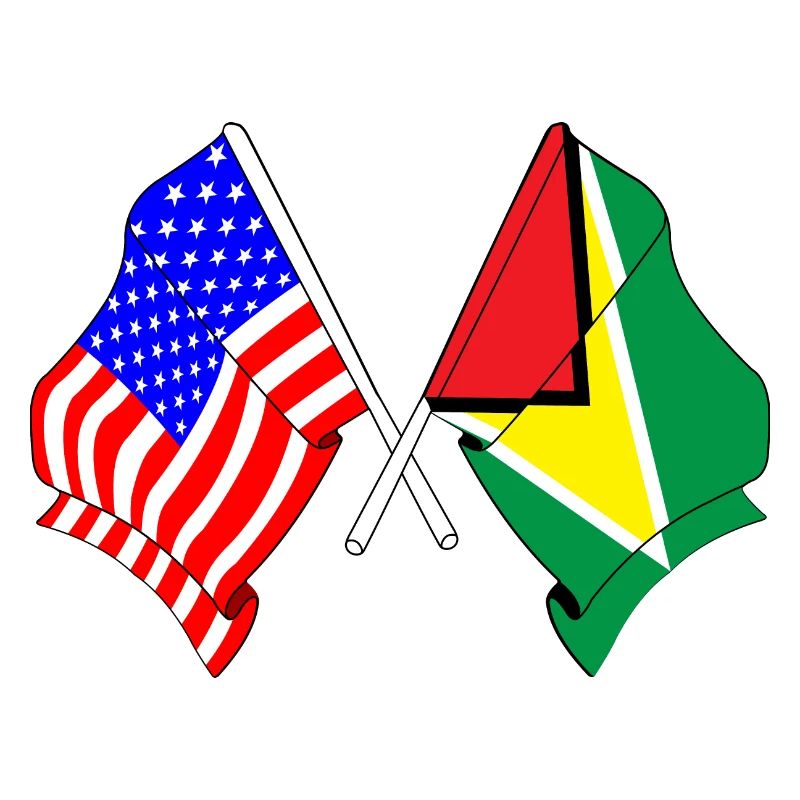 Drapeau des États-Unis et drapeau de la Guyane