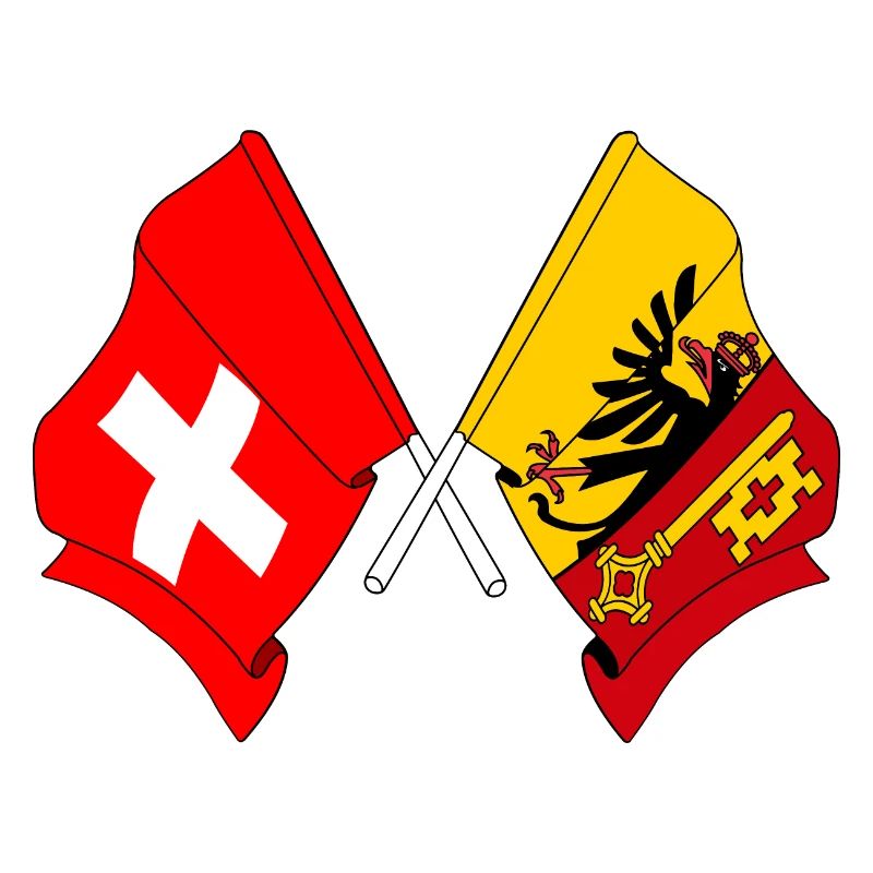 Flagge Schweiz und Flagge Kanton oder Genf