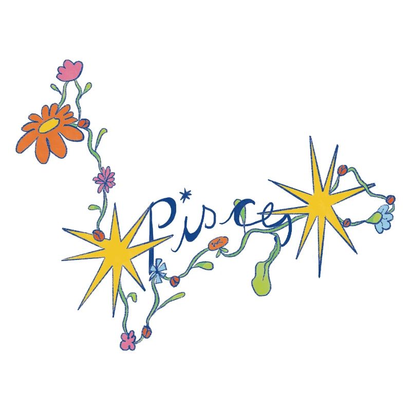 Pisces – Magische Sternzeichen-Blumenillustration
