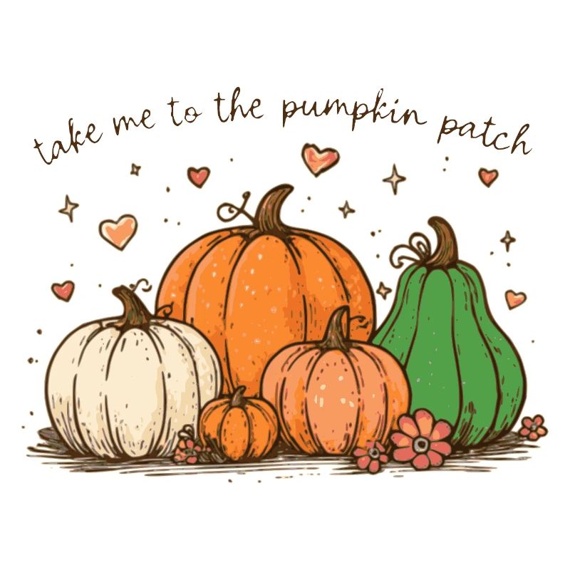 Pumpkin patch whimsical illustration