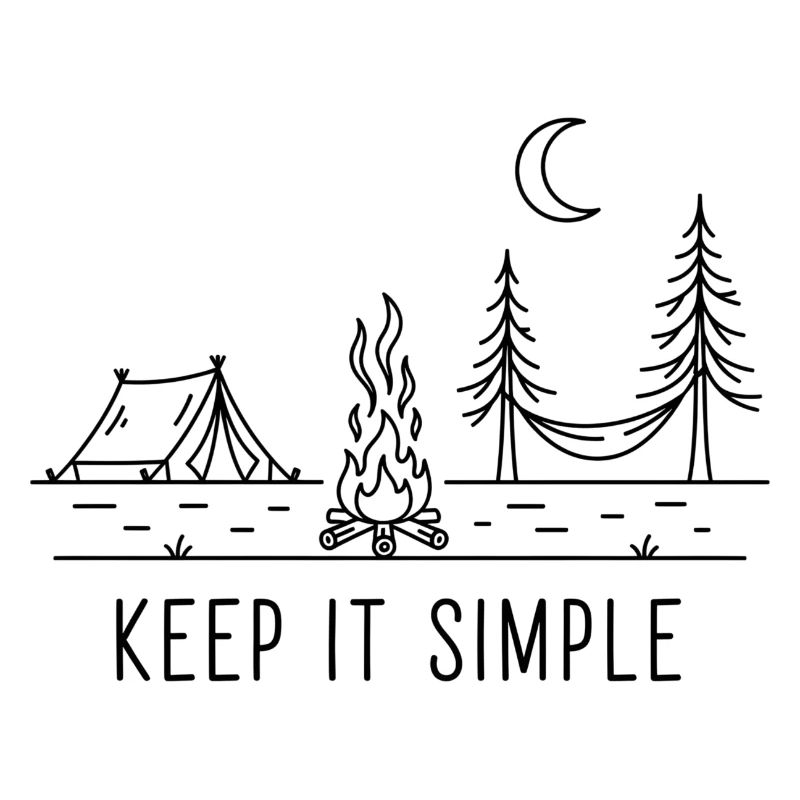 Camping Night Campfire Minimal