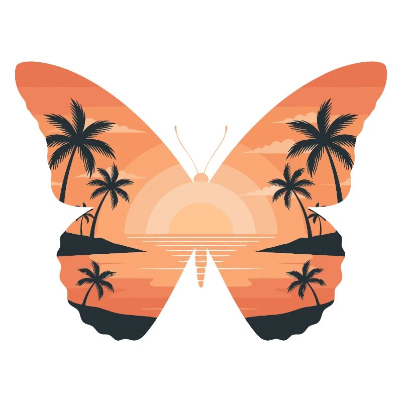 Sunset butterfly on the beach
