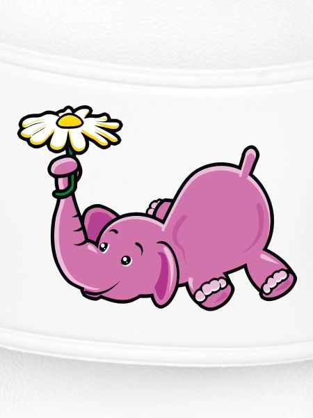 Rosa Elefant mit Gänseblümchen