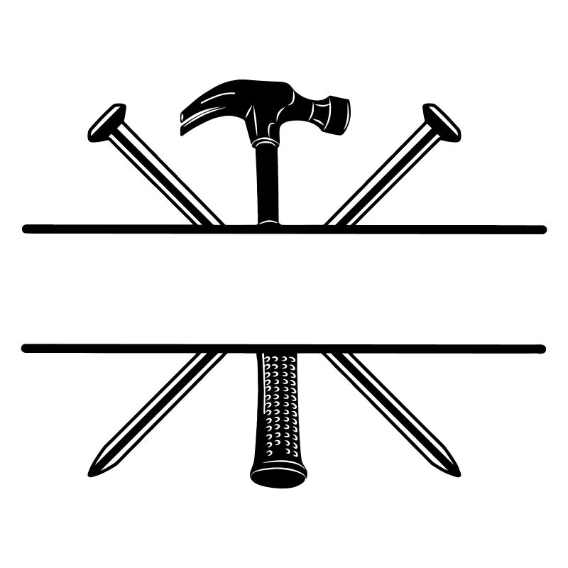 Carpenter logo nails and hammer