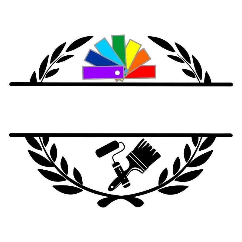 Farbfächerdeck in Lorbeerkranz mit Pinselroller