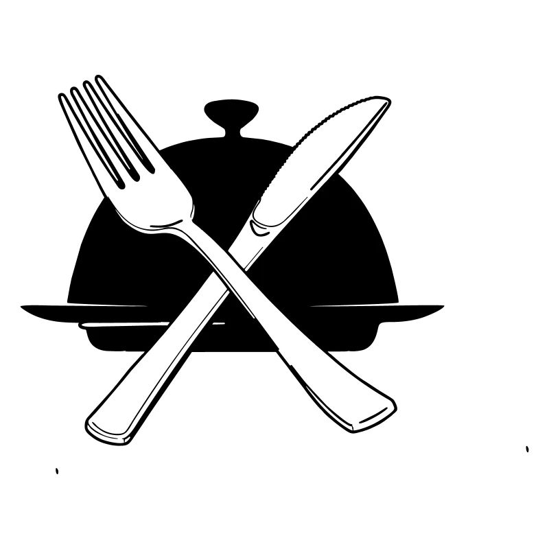 Schüssel mit Messer und Gabel