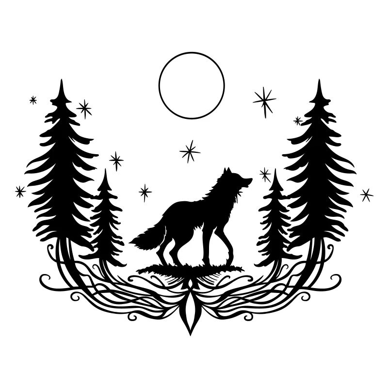 Mystic Wolf Forest Night Nature Pagan