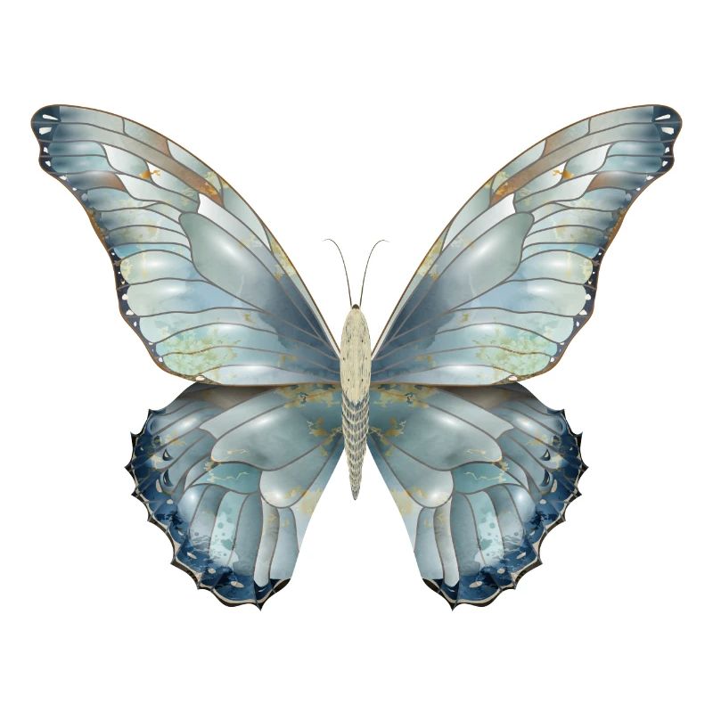 Papillon dans de délicates nuances de bleu peint à la main