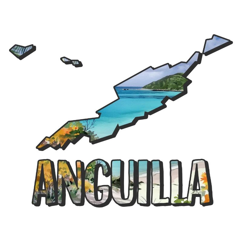 Watercolor Map Anguilla