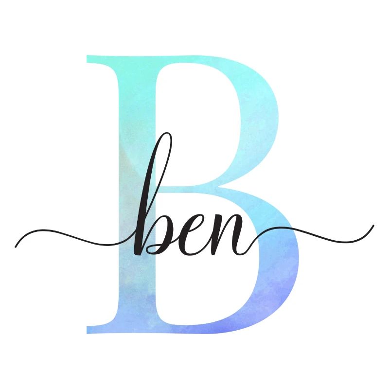 B| Monogram | Name | Ben | Watercolor