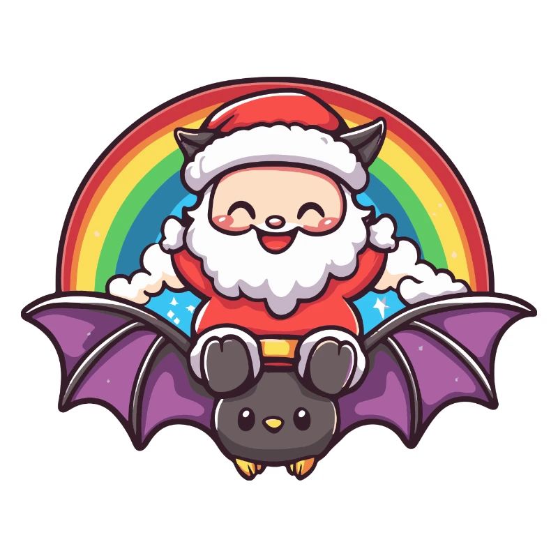 Bat Santa Claus Rainbow