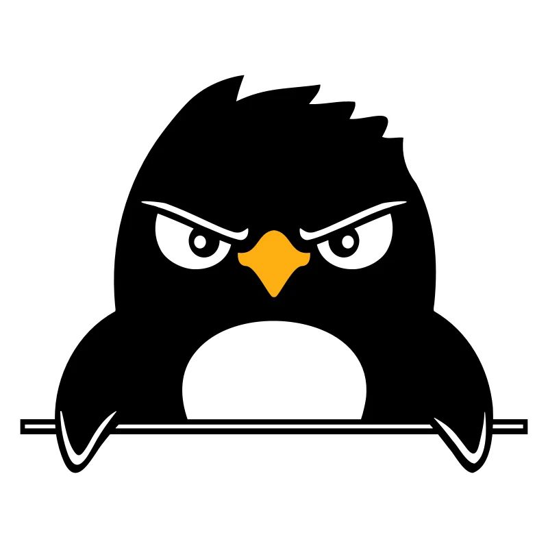 Pinguin Guckt Ernst Böse Gefährlich hinter Mauer