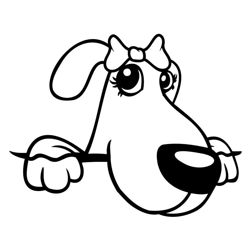Hund Hinter Mauer Hübsche Dame Schleife Weiblich