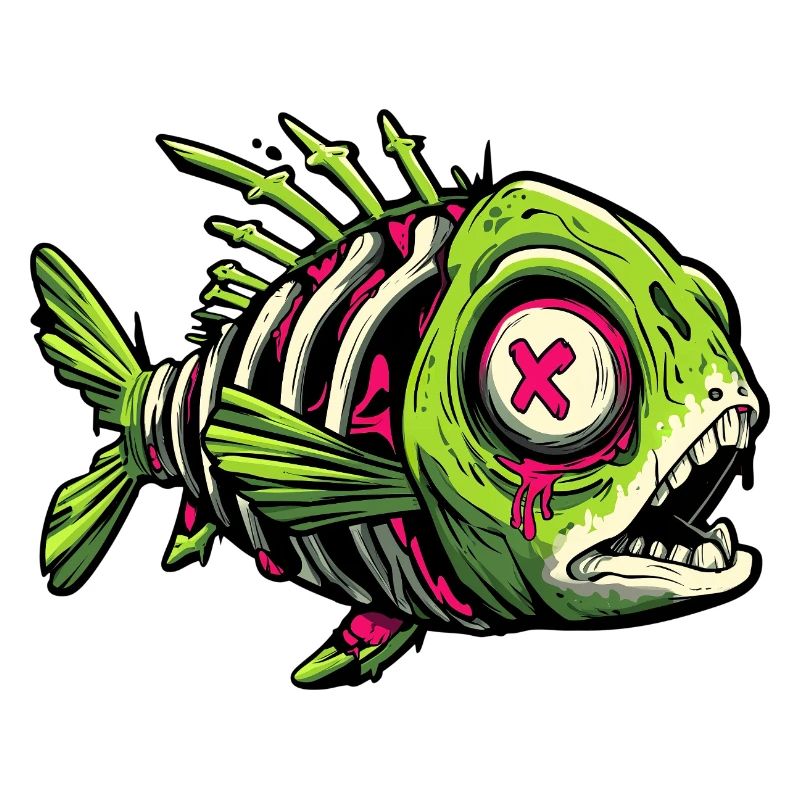 Graffiti de poisson zombie