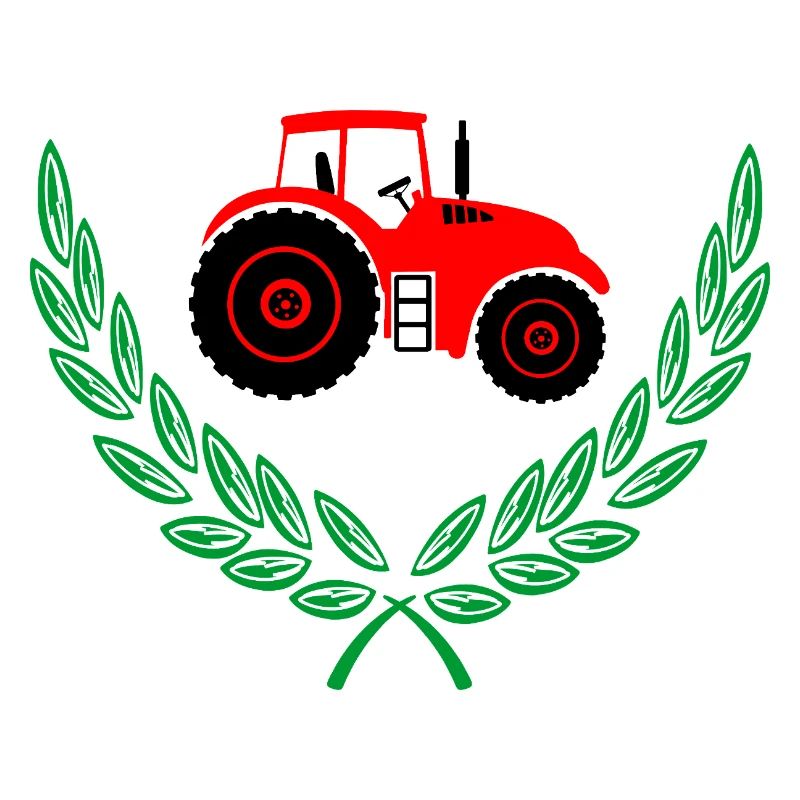 Red Tractor in Laurel Wreath