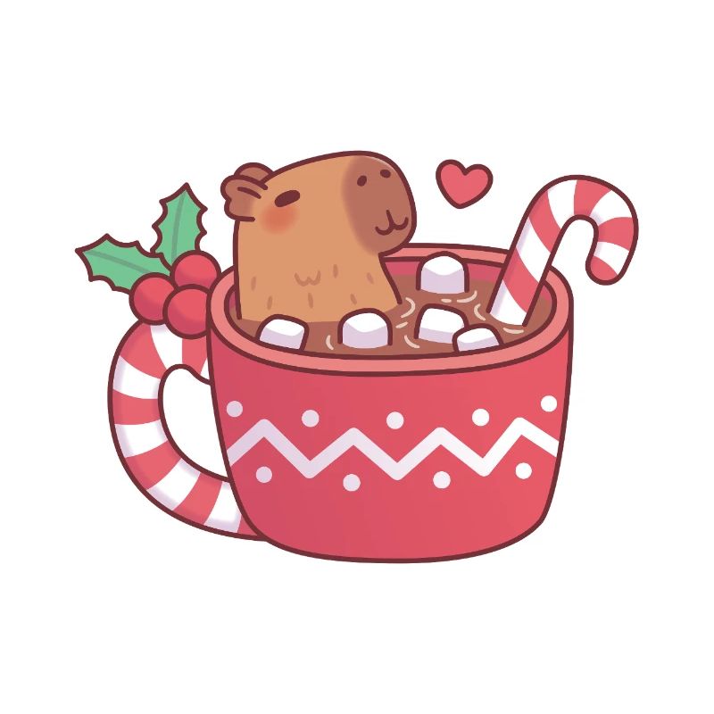 Un capybara mignon qui se détend dans un chocolat chaud avec un marshmall