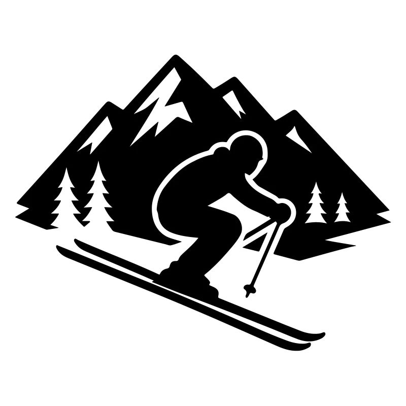 Ski Silhouette Mountains Slope