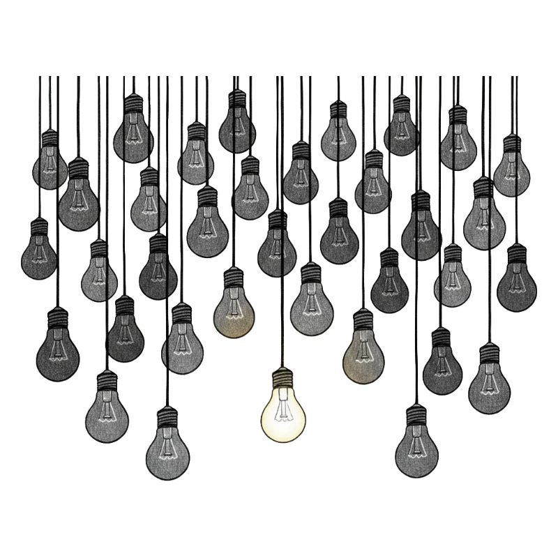 Grey bulb array with unique brightness