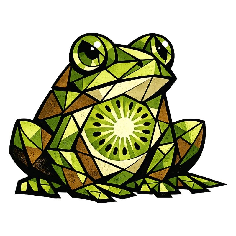Version cubisme de grenouille kiwi