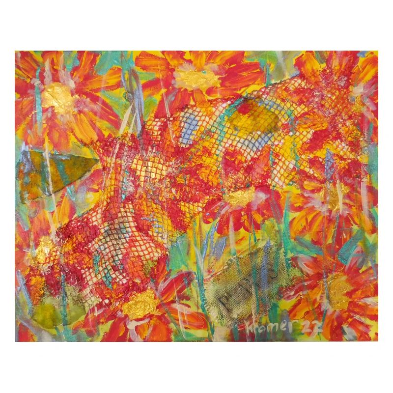 Lebendige Blumenwiese im Impressionstil