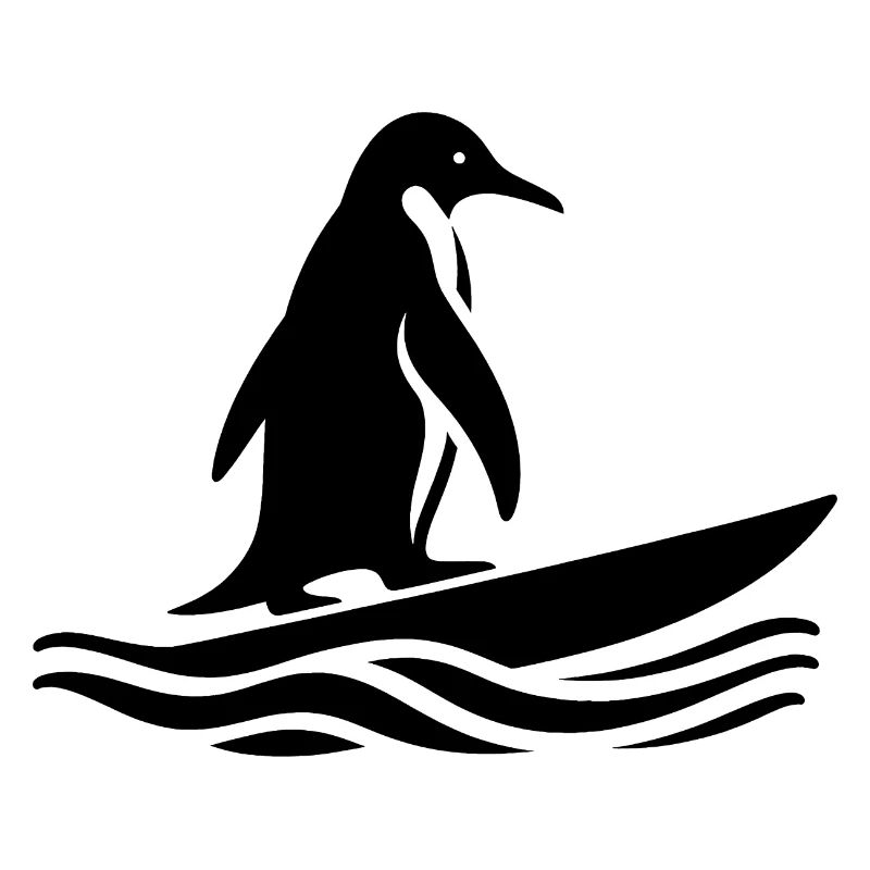 Pingouin, Surfeur, Silhouette, Surf, Surf